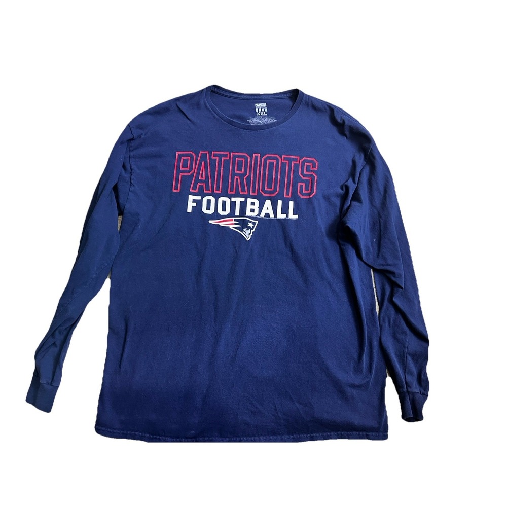 Patriots Shirt Blue Mens  XXL Pats New England Long Sleeve‎ 100% Cotton